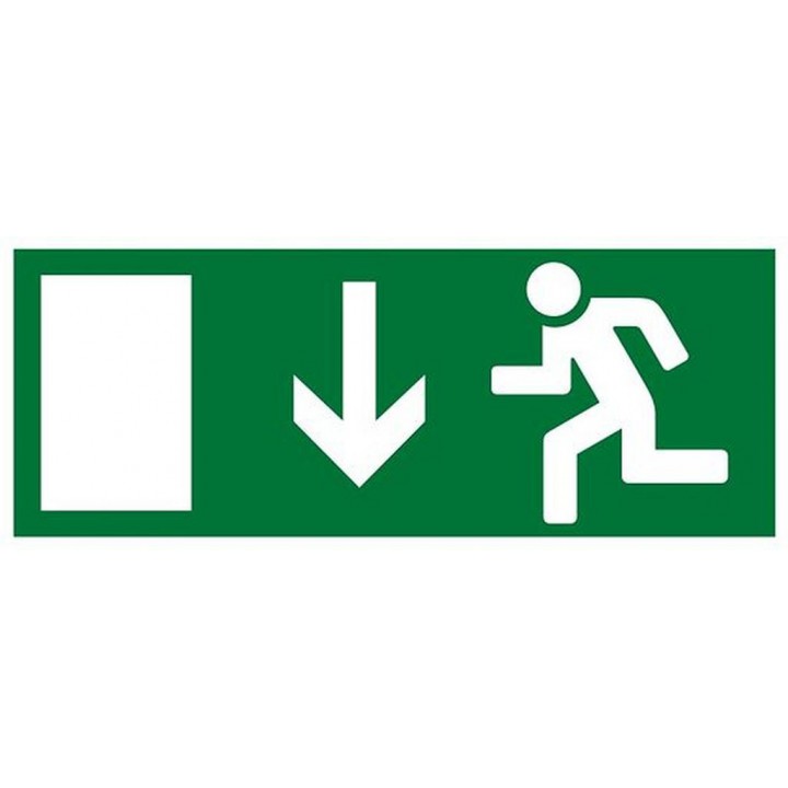 Наклейка Эвакуационный выход по лестнице налево вниз (330х120)