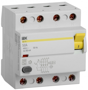 Выключатель дифференциального тока (УЗО) 4п 50А 30мА ВД1-63 АС