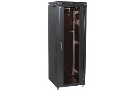 Шкаф сетевой 19дюйм ITK LINEA N 47U 600х600 мм стеклянная передняя дверь, задняя металлическая черный