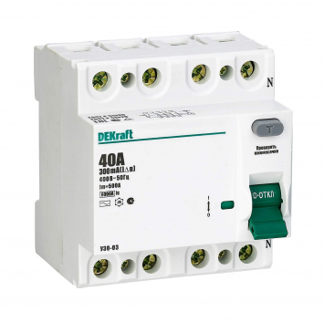 Выключатель дифференциального тока (УЗО) 4P 40А 300мА AC УЗО-03 6кА