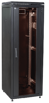 Шкаф сетевой 19дюйм ITK LINEA N 28U 600х600 мм стеклянная передняя дверь, задняя металлическая черный