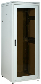 Шкаф сетевой 19 LINEA N 28U 800х800мм стеклянная передняя дверь задняя металлическая серый