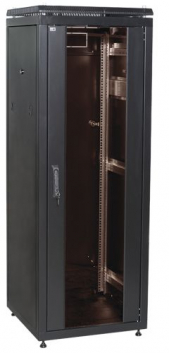 Шкаф сетевой 19дюйм ITK LINEA N 42U 600х600 мм стеклянная передняя дверь, задняя металлическая черный