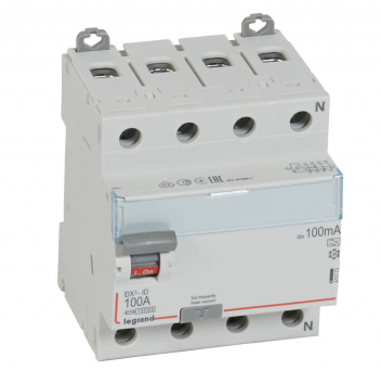 Выключатель дифференциального тока (УЗО) DX3 4П 100А А 30мА N справа