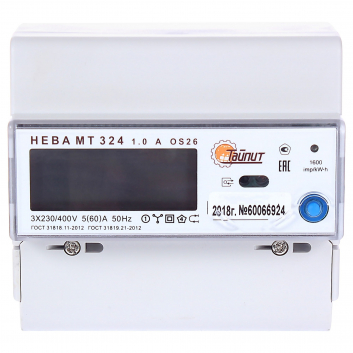 Счетчик электроэнергии НЕВА МТ 324 1.0 AO S26 трехфазный многотарифный 5(60) класс точности 1.0 D ЖКИ регион 70