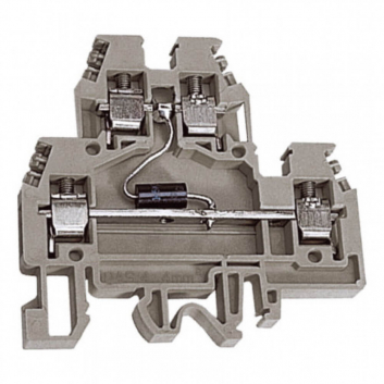 Зажим проходной двухуровневый серый DAS.4/ D5GR серый 4 кв.мм с диодом между уровнями 5В QUADRO