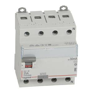 Выключатель дифференциального тока (УЗО) DX3 4П 25А А 300мА N справа
