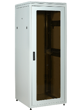 Шкаф сетевой 19 LINEA N 47U 800х800мм стеклянная передняя дверь задняя металлическая серый