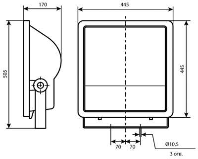 Прожектор ГО-29-250-001 симметричный встроенный ПРА IP65