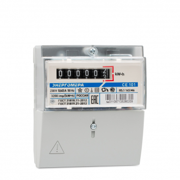 Счетчик электроэнергии CE101 R5.1 145 M6  однофазный однотарифный, 5(60), кл.точ. 1.0, D+Щ, ЭМОУ