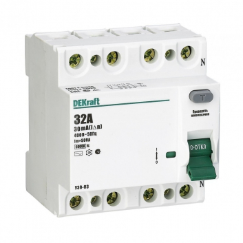Выключатель дифференциального тока (УЗО) 4п 40А 300мА тип AC 6кА